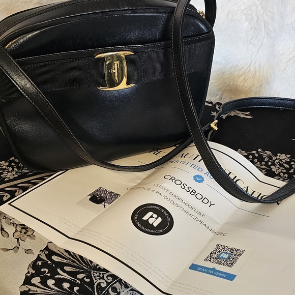 Salvatore Ferragamo Black Crossbody Bag with Gold Accent - Picture 8 of 14